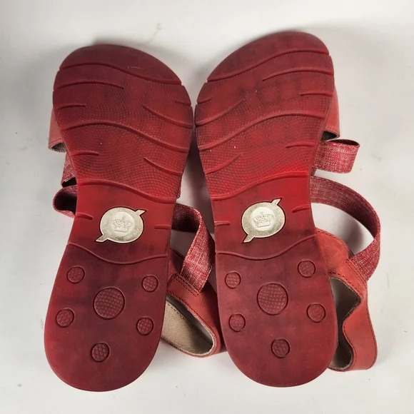 BORN Women's Dark Rose Sandal Size 10 Sling Back Leather Wedge Open Toe Shoe - Picture 8 of 10